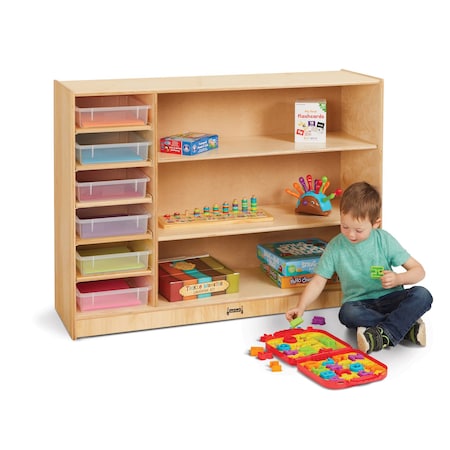 Jonti-Craft Adjustable Combo Mobile Straight-Shelf, with clear Paper-Trays 08220JC